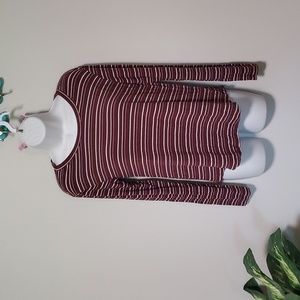 Soft & Sexy brand, Size XS striped shirt maroonish and white